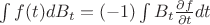 $\int f(t) d B_t = (-1) \int B_t \frac{\partial f}{\partial t} dt$