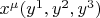 $x^{\mu}(y^1, y^2, y^3)$
