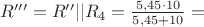$R'''=R''||R_{4}=\frac{5,45\cdot10}{5,45+10}=$