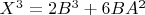$X^3 = 2 B^3 + 6 B  A^2$