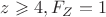 $z \geqslant 4, F_Z = 1$