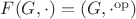 $F(G,\cdot)=(G,\cdot^{\mathrm{op}})$