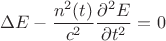$$ \Delta E-\frac{n^2(t)}{c^2}\frac{\partial^2 E}{\partial t^2}=0 $$