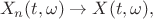 $$
X_n(t,\omega)\to X(t,\omega),
$$