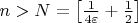 $n>N = \left [ \frac{1}{4 \varepsilon} + \frac{1}{2} \right ]$