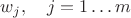 $w_j,\quad j=1\ldots m$ $w_j,\quad j=1\ldots m$
