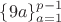 $\{9a\}_{a=1}^{p-1}$