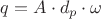 $\[q = A \cdot {d_p} \cdot \omega \]
$