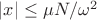 $|x|\le\mu N/\omega^2$