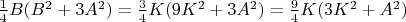 $\frac{1}{4}  B (B^2 + 3 A^2) = \frac{3}{4}  K (9 K^2 + 3 A^2) = \frac{9}{4}  K (3 K^2 + A^2)$