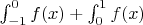 $\int_{-1}^{0}f(x)+\int_{0}^{1}f(x)$