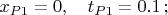 $x_{P1}=0, \quad t_{P1}=0.1 \,; $