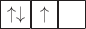 $\boxed{\uparrow\downarrow}\boxed{\,\uparrow\,}\boxed{\,\phantom{\uparrow}\,}$