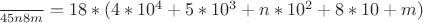 $\frac{}{45n8m}=18*(4*10^4+5*10^3+n*10^2+8*10+m)$