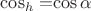 \cos_h = $\cos \alpha$