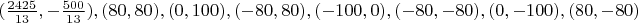 $(\frac{2425}{13}, -\frac{500}{13}),(80,80),(0,100),(-80,80),(-100,0),(-80,-80),(0,-100),(80,-80)$