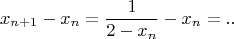 $$
x_{n+1}-x_n=\frac{1}{2-x_n}-x_n=..
$$