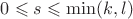 $0\leqslant s\leqslant\min(k, l)$