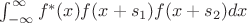 $\int _{-\infty }^{\infty }f^{*}(x)f(x+s_{1})f(x+s_{2})dx$ $\int _{-\infty }^{\infty }f^{*}(x)f(x+s_{1})f(x+s_{2})dx$