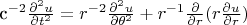 c^{-2} \frac{\partial^2u}{\partial t^2}=r^{-2} \frac{\partial^2u}{\partial \theta^2}+r^{-1} \frac{\partial}{\partial r} ( r \frac{\partial u}{\partial r})