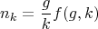 $$n_k=\frac{g}{k}f(g,k)$$