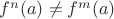 $f^n(a) \neq f^m(a)$
