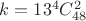 $k=13^4C_{48}^2$