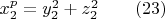 $x^p_2=y^2_2+z^2_2 \qquad (23)$