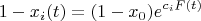 $$1-x_i(t)=(1-x_0)e^{c_iF(t)}$$