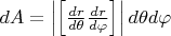 $dA = \left|  \left[\frac{dr}{d\theta }\frac{dr}{d\varphi}\right]   \right| d\theta d\varphi  $
