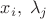 $x_i,\;\lambda_j$ $x_i,\;\lambda_j$