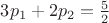$3 p_1 + 2 p_2  = \frac {5}{2}$