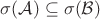 $\sigma(\mathcal A)\subseteq  \sigma(\mathcal B)$