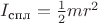 $I_{\text{спл}}=\frac 1 2 mr^2$