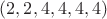 $(2, 2, 4, 4, 4, 4)$