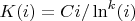 $K(i)=Ci/\ln^k(i)$