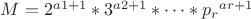 $M=2^{a1+1}*3^{a2+1}*&hellip;* {p_r}^{ar+1}$