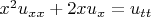 $x^2 u_{xx} +2xu_x = u_{tt}$