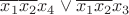 $\overline {{x_1}} \overline {{x_2}} {x_4} \vee \overline {{x_1}} \overline {{x_2}} {x_3}$