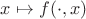$x\mapsto f(\cdot,x)$