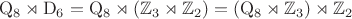 $$\mathrm{Q}_8\rtimes\mathrm{D}_6=\mathrm{Q}_8\rtimes\left(\mathbb{Z}_3\rtimes\mathbb{Z}_2\right)=\left(\mathrm{Q}_8\rtimes\mathbb{Z}_3\right)\rtimes\mathbb{Z}_2$$ $$\mathrm{Q}_8\rtimes\mathrm{D}_6=\mathrm{Q}_8\rtimes\left(\mathbb{Z}_3\rtimes\mathbb{Z}_2\right)=\left(\mathrm{Q}_8\rtimes\mathbb{Z}_3\right)\rtimes\mathbb{Z}_2$$