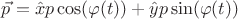 $\vec{p}=\hat{x}p\cos(\varphi(t))+\hat{y}p\sin(\varphi(t))$ $\vec{p}=\hat{x}p\cos(\varphi(t))+\hat{y}p\sin(\varphi(t))$