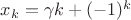 $x_k=\gamma k + (-1)^k$