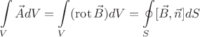 $$\int\limits_{V} \vec{A} dV = \int\limits_{V} (\operatorname{rot} \vec{B}) dV = \oint\limits_{S} [\vec{B}, \vec{n}] dS $$