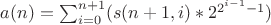 $a(n) = \sum_{i=0}^{n+1}(s(n+1, i)*2^{2^{i-1}-1})$