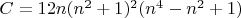 $C=12n(n^2+1)^2 (n^4-n^2+1)$