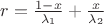 $r=\frac{1-x}{\lambda_1}+\frac{x}{\lambda_2} $