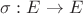 $\sigma: E \to E$
