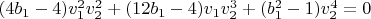 $(4 b_1-4) v_1^2 v_2^2+(12 b_1-4) v_1 v_2^3+(b_1^2-1) v_2^4=0$