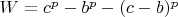 $W=c^p-b^p-(c-b)^p$